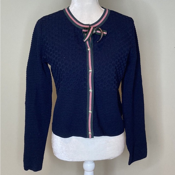 New Navy Prich cardigan with pink trim. Removable bow - Picture 1 of 5
